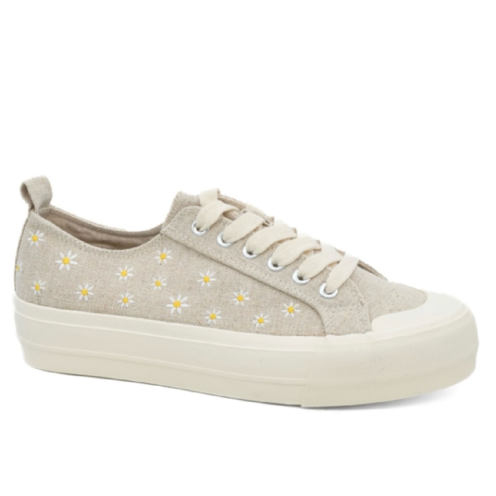 Corkys Beige Sneakers with Daisy Design
